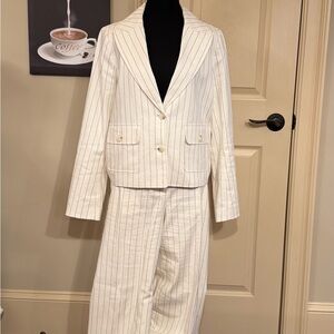 Talbots Classic Cream and Black Pinstripe Women's Suit
